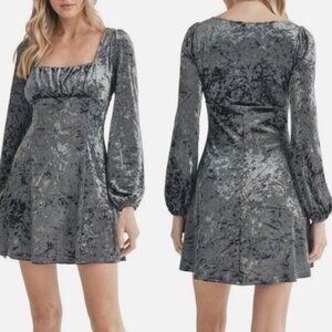 All in Favor Long Sleeve Crushed Velvet Minidress